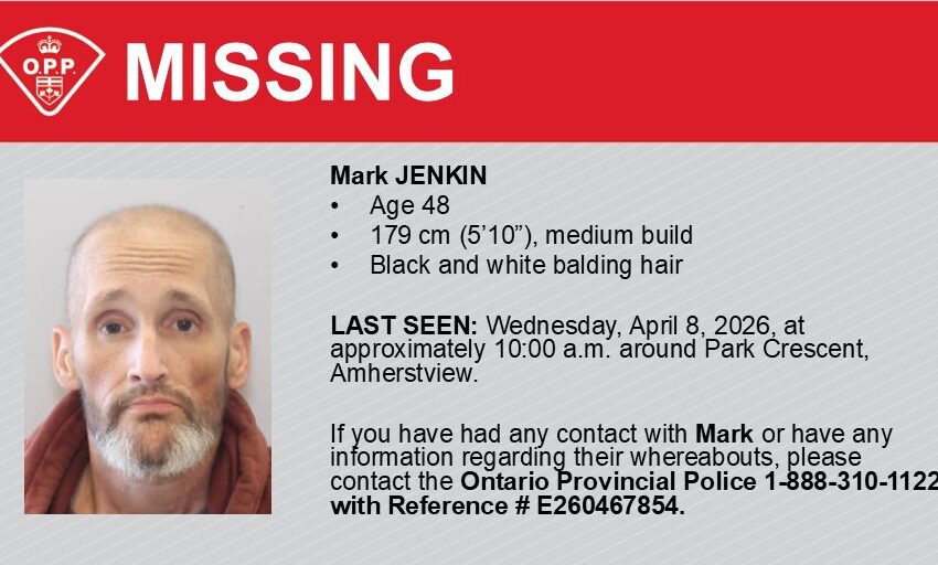  Mark Jenkin Missing; Help Locate Man Last Seen in Amherstview.